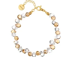 Bransoletka z mosiądzu pozłacana ze szklanymi detalami