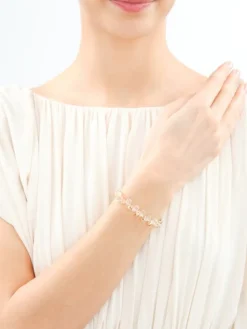 Bransoletka z mosiądzu pozłacana ze szklanymi detalami