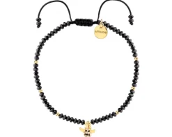 Bransoletka z mosiądzu pozłacana z cyrkoniami i spinelami - pszczółka