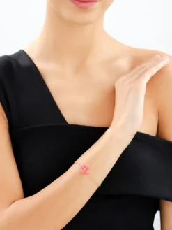 Bransoletka z mosiądzu pozłacana - kwiat