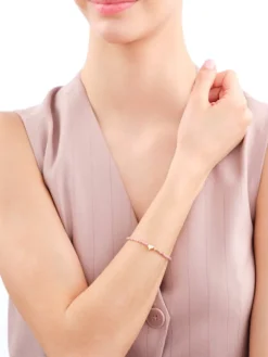 Bransoletka z mosiądzu pozłacana z rodolitami- serce