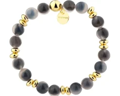 Bransoletka z mosiądzu pozłacana ze szklanymi detalami