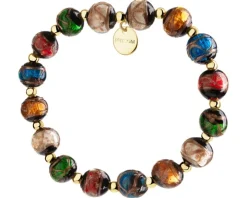 Bransoletka z mosiądzu pozłacana ze szklanymi detalami