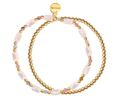 Bransoletka z mosiądzu pozłacana z turmalinami i szklanymi detalami