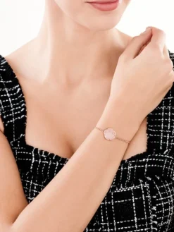 Bransoletka z mosiądzu pozłacana z kwarcem