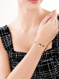 Bransoletka z mosiądzu pozłacana z agatami i cyrkoniami - motyl