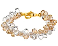 Bransoletka z mosiądzu pozłacana ze szklanymi detalami