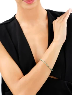 Bransoletka z mosiądzu pozłacana z agatami