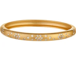Bransoletka z mosiądzu pozłacana z cyrkoniami - kwiaty