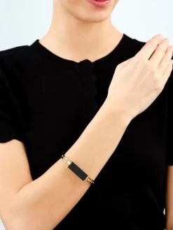 Bransoletka z mosiądzu pozłacana z agatem