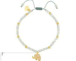Bransoletka z mosiądzu pozłacana z muszlą i cyrkoniami - słoń