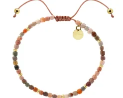 Bransoletka z mosiądzu pozłacana z jaspisami