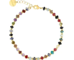 Bransoletka z mosiądzu pozłacana z jaspisami