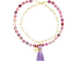 Bransoletka z mosiądzu pozłacana z turmalinami