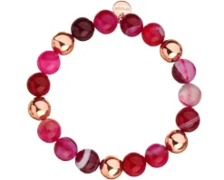 Bransoletka z mosiądzu pozłacana z agatami