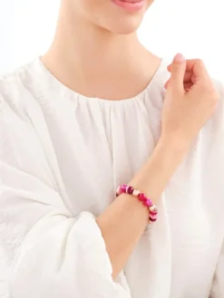 Bransoletka z mosiądzu pozłacana z agatami