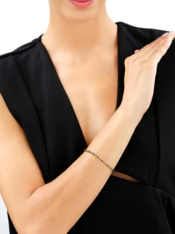 Bransoletka z mosiądzu pozłacana z obsydianami