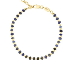 Bransoletka z mosiądzu pozłacana z sodalitami