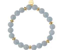 Bransoletka z mosiądzu pozłacana z kwarcami