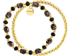 Bransoletka z mosiądzu pozłacana ze szklanymi detalami