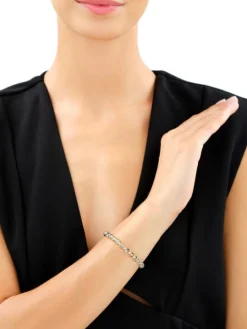 Bransoletka z mosiądzu pozłacana ze szklanymi detalami