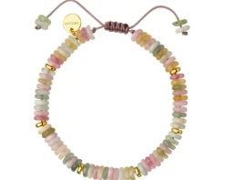 Bransoletka z mosiądzu pozłacana z kwarcami