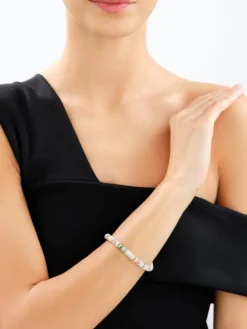 Bransoletka z mosiądzu pozłacana z kwarcami