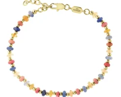 Bransoletka z mosiądzu pozłacana z awenturynami i rhodonitami