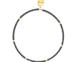 Bransoletka z mosiądzu pozłacana z hematytami