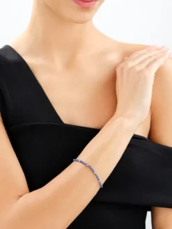 Bransoletka z mosiądzu rodowana z cyrkoniami