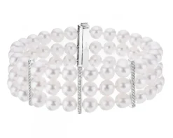Bransoletka z perłami, brylantami i elementami białego złota - próba 585