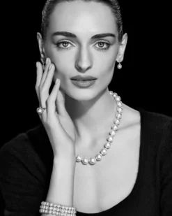 Bransoletka z perłami, brylantami i elementami białego złota - próba 585