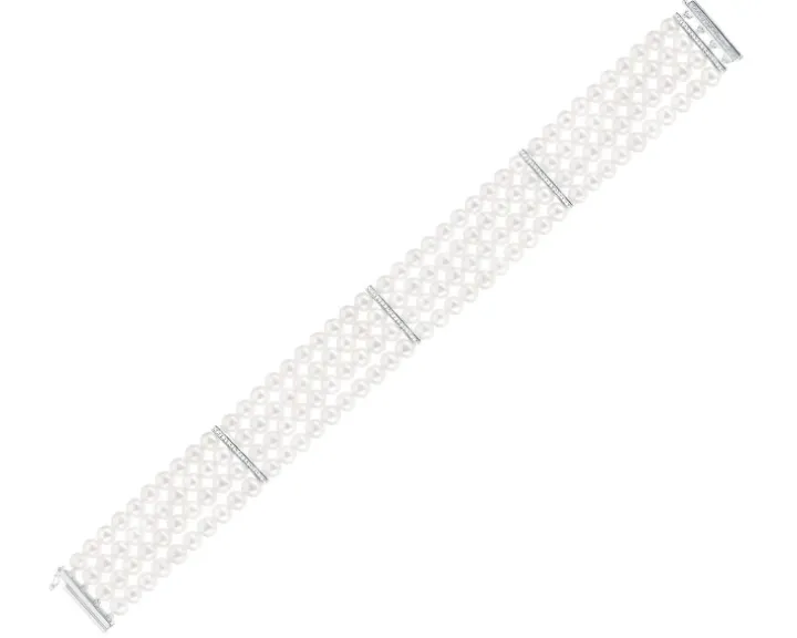 Bransoletka z perłami, diamentami i elementami białego złota - próba 585