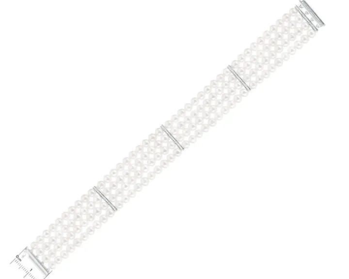 Bransoletka z perłami, diamentami i elementami białego złota - próba 585