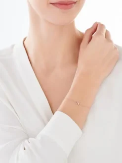 Bransoletka z różowego złota z diamentami - serce, nieskończoność - 0,02 ct - próba 375