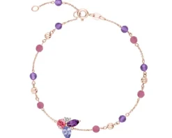 Bransoletka z różowego złota z diamentem, kamieniami szlachetnymi i ozdobnymi - próba 375