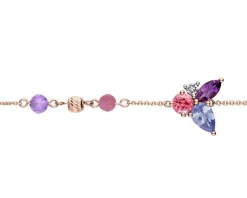 Bransoletka z różowego złota z diamentem, kamieniami szlachetnymi i ozdobnymi - próba 375