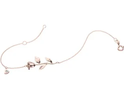 Bransoletka z różowego złota z diamentem - kwiat, róża, serce - 0,004 ct - próba 375