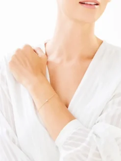 Bransoletka z żółtego i białego złota z diamentem - 0,007 ct - próba 585