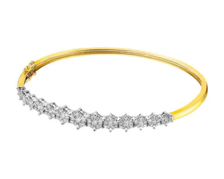 Bransoletka z żółtego i białego złota z brylantami - 1,34 ct - próba 585