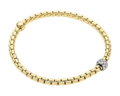 Bransoletka z żółtego i białego złota z brylantami - 0,19 ct - próba 750