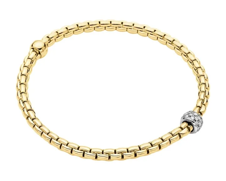 Bransoletka z żółtego i białego złota z brylantami - 0,19 ct - próba 750