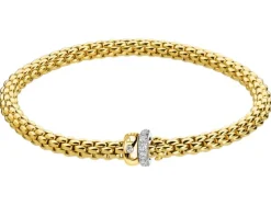 Bransoletka z żółtego i białego złota z brylantami - 0,29 ct - próba 750