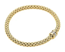 Bransoletka z żółtego i białego złota z brylantami - 20 cm - 0,10 ct - próba 750