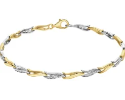 Bransoletka z żółtego i białego złota z diamentami - 18 cm - 0,09 ct - próba 375