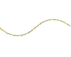 Bransoletka z żółtego i białego złota z diamentami - 18 cm - 0,09 ct - próba 375