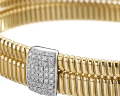 Bransoletka z żółtego i białego złota z brylantami - 0,29 ct - próba 750