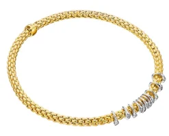 Bransoletka z żółtego i białego złota z brylantami - 0,15 ct - próba 750