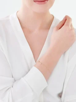 Bransoletka z żółtego i białego złota z diamentem - 0,005 ct - próba 585