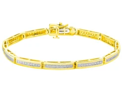 Bransoletka z żółtego i białego złota z diamentami - 18 cm - 0,30 ct - próba 585